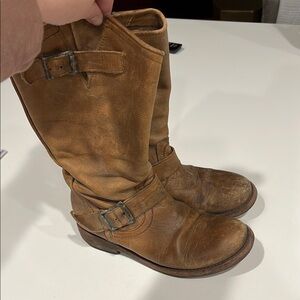 Brown Leather Buckle Boots